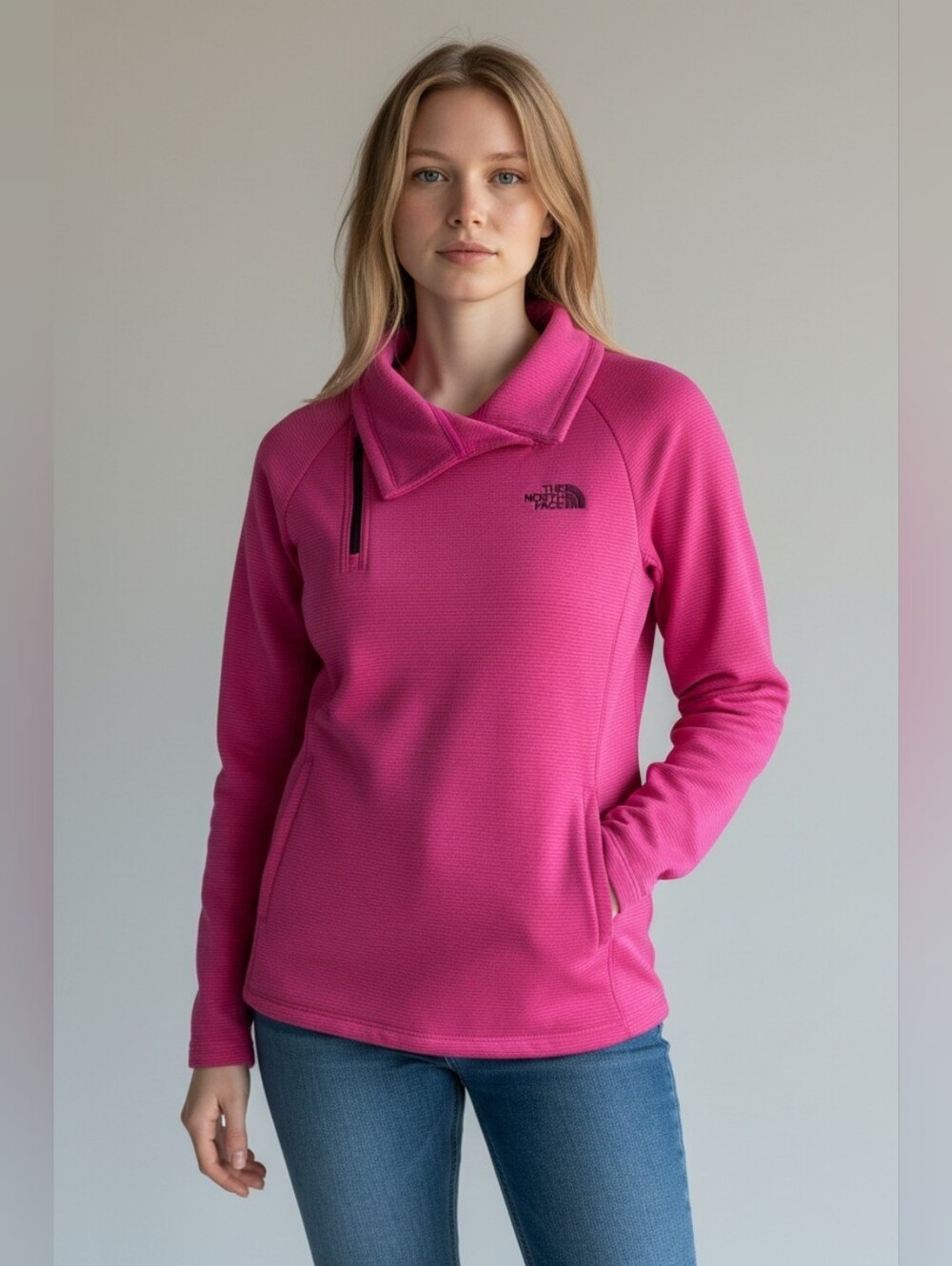The North Face Women's Hot Pink Quarter-Zip Pullover SZ M